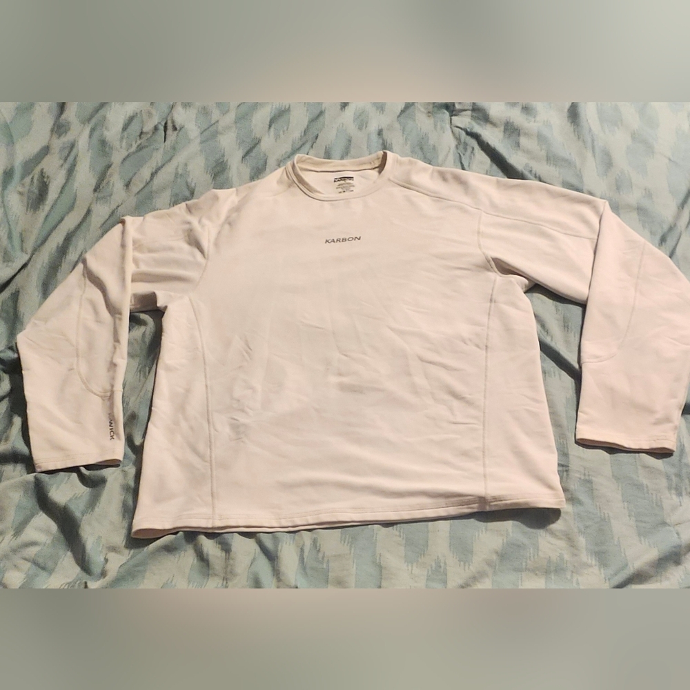 Karbon‎ Pullover Shirt Mens XL White Long Sleeve Shirt.